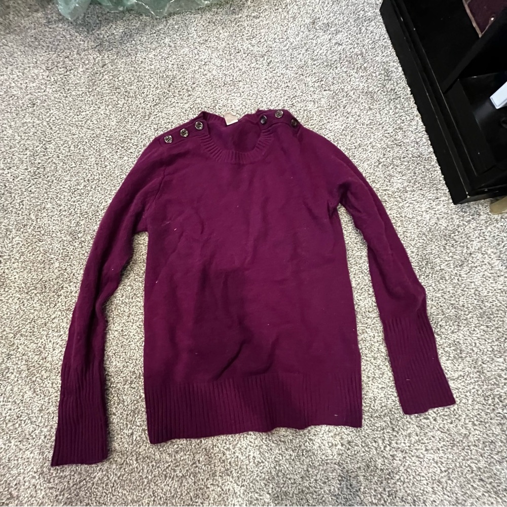 Women's Burgundy Sweater with Button Detail